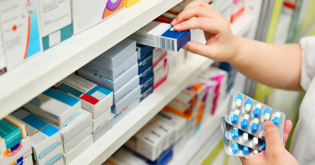 Image of medicine on a shelf at a pharmacy