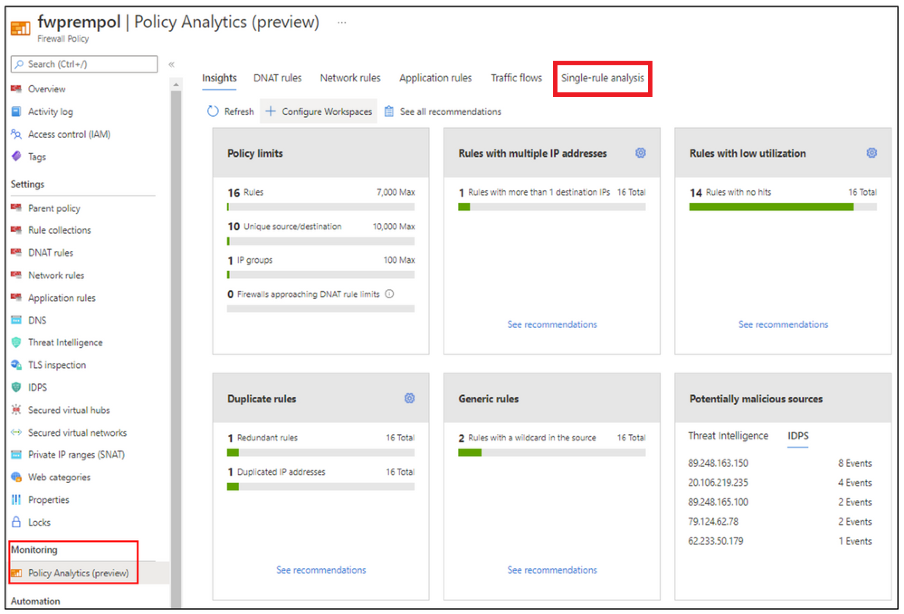 Preview of your firewall's 'Policy Analytics' tab.