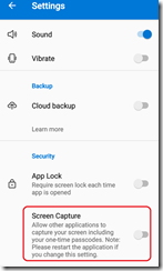 Security – You can now allow other applications to capture screen and ...